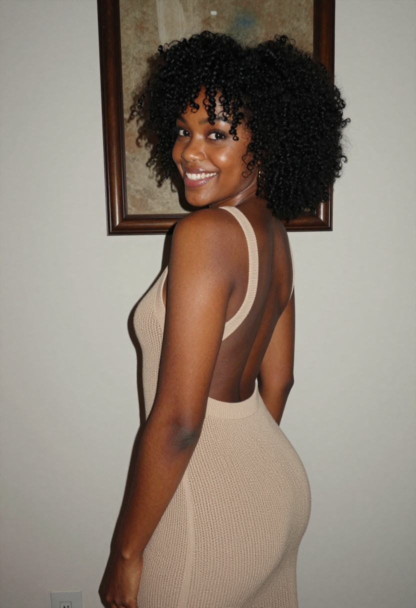 Beige Knit Backless Dress